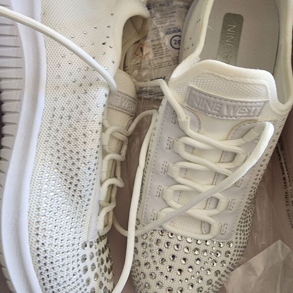 Nine West White Sneakers with Silver Accents - Picture 9 of 9